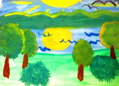 Детский рисунок утро