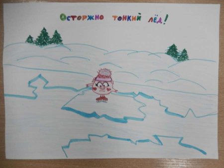 Раскраска осторожно тонкий лед для детей