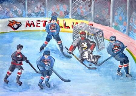 Детский рисунок на тему хоккей