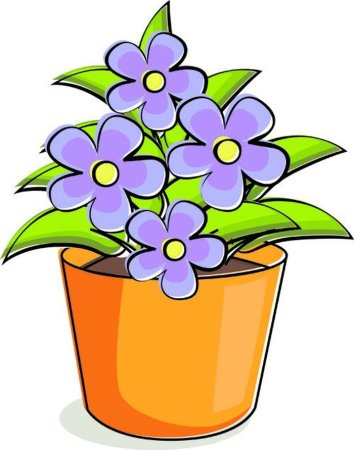 Мультяшные цветочки в горшке