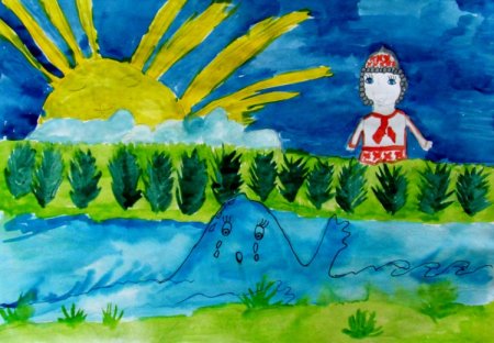 Залив Чебоксары рисунок