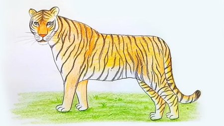 Амурский тигр рисунок легкий