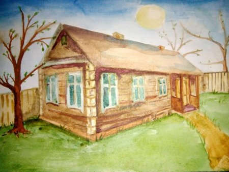 Деревенский дом детский рисунок (51 фото)