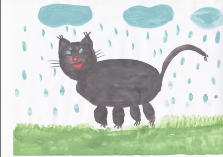 Кошка детский рисунок