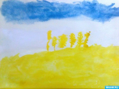 Рисование поле пшеницы в старшей группе