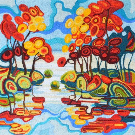 Картины ниткография осень