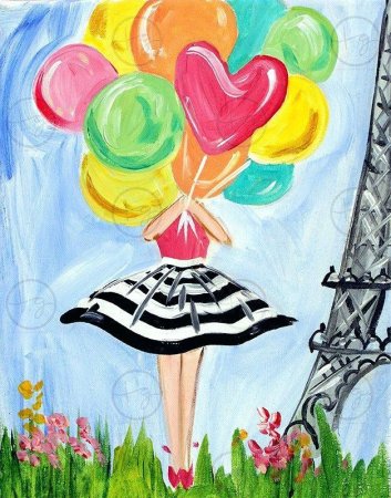 Девочка с шариками рисунок