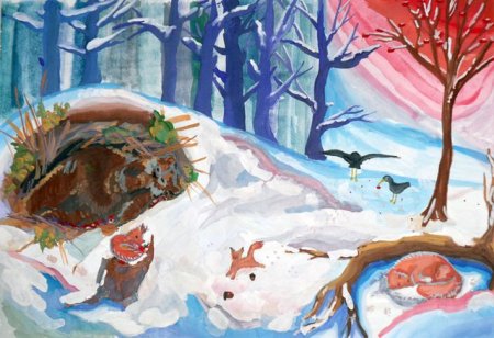 Рисование животных зимой