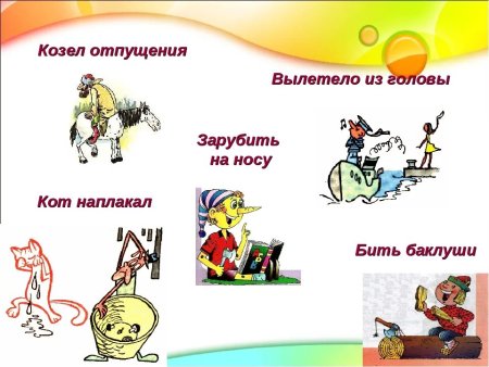 Подобрать фразеологизмы к картинкам
