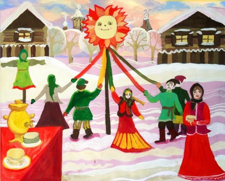 Масленица рисунок в школу