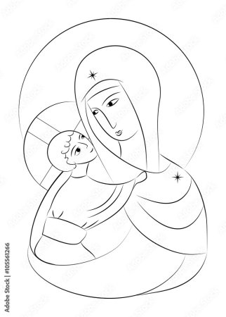 Казанская икона прорись
