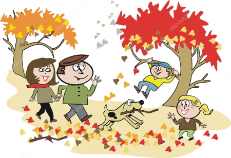 Мультяшные дети осень