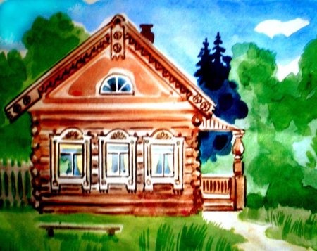 Русская изба рисунок