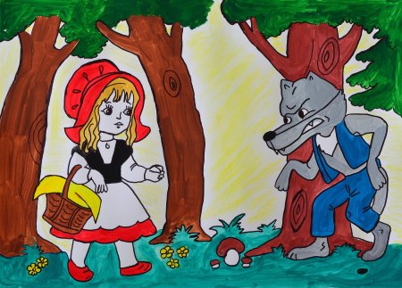 Красная шапочка рисунок детский