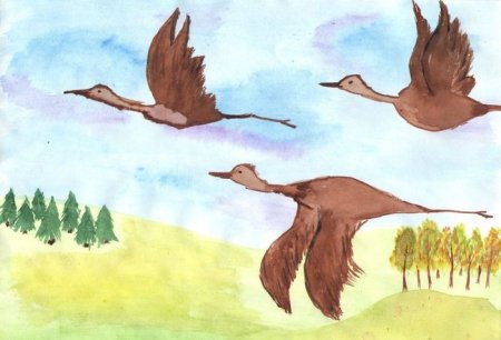 Рисование птицы улетают на Юг
