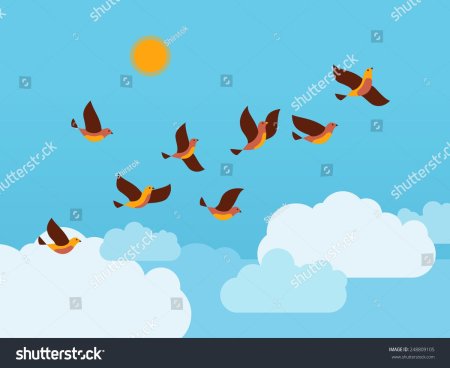 Мультяшное небо с птичками