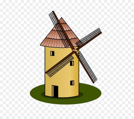 Мельница на белом фоне