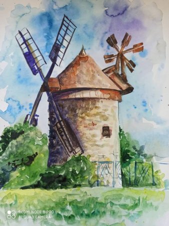 Рисование ветряной мельницы