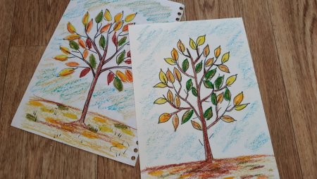 Осеннее дерево карандашом