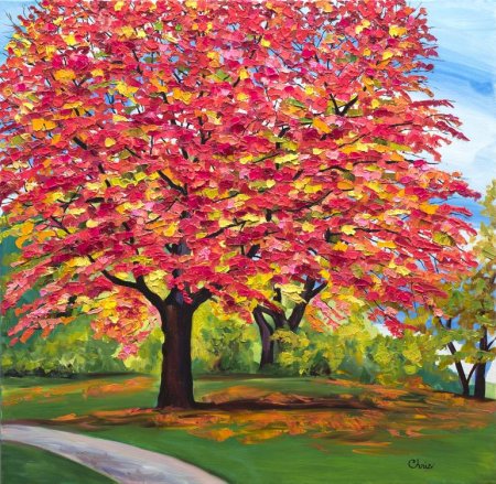 Осеннее дерево живопись