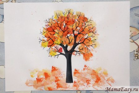 Рисование дерева губкой