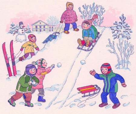 Зимние забавы рисунок для детей