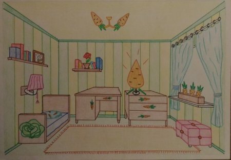 Рисование интерьера комнаты для детей