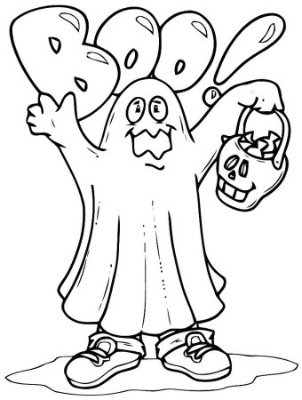 Раскраска приведение на Хэллоуин