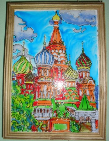 Храм Василия Блаженного Москва акварель