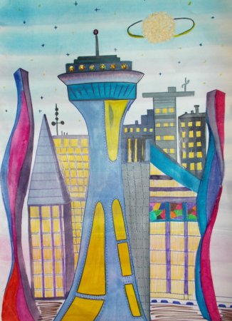 Город будущего рисунок