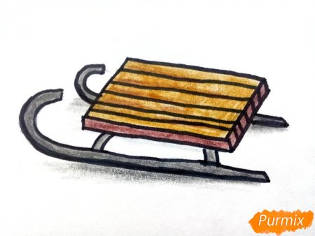 Санки карандашом