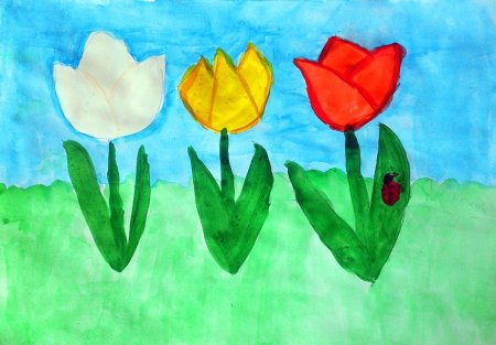 Рисование тюльпанов в детском саду