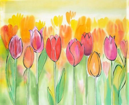 Тюльпаны красками для детей