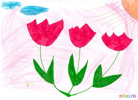 Тюльпан рисунок для детей