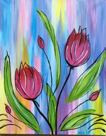 Тюльпаны красками для детей