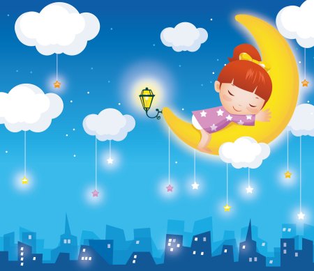 Девочка спит на Луне