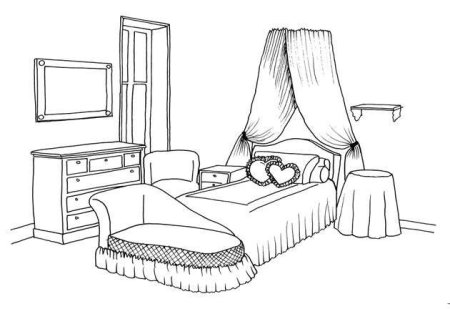 Рисование комнаты с мебелью