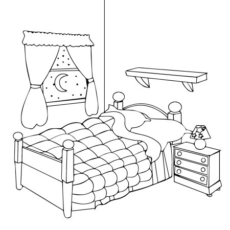 Спальня раскраска для детей
