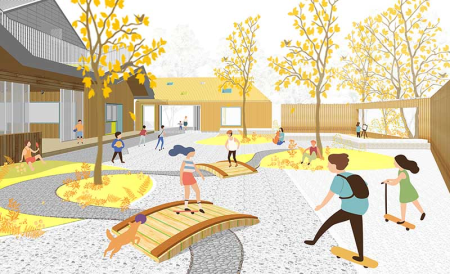 Детский двор с детьми