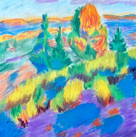 Пейзаж пастелью для детей