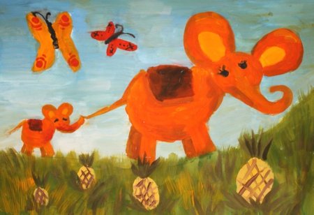 Рисунок в оранжевых тонах для детей