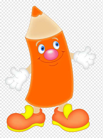 Веселый карандаш на прозрачном фоне