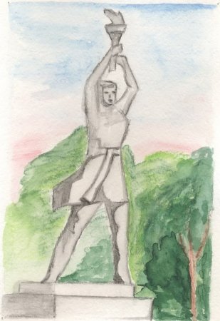 Памятник Алеше в Мурманске рисунок