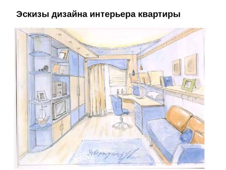 Эскиз интерьера детской комнаты