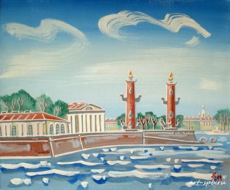 Васильевский остров Ростральные колонны картина