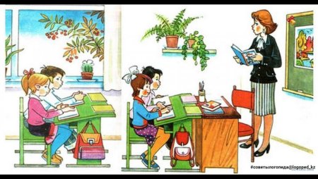 Рисунок дети за партой в школе