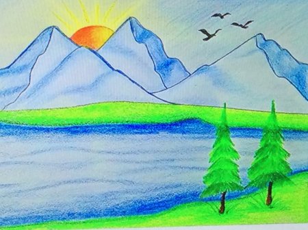 Пейзаж очень легкий для детей