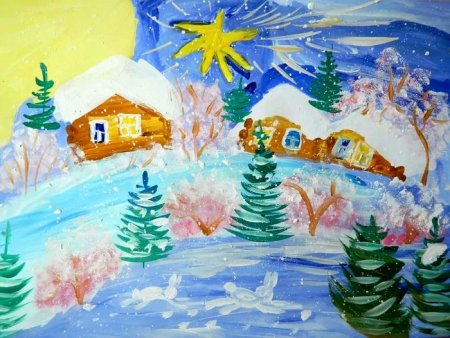 Рисунок на тему зимнее утро