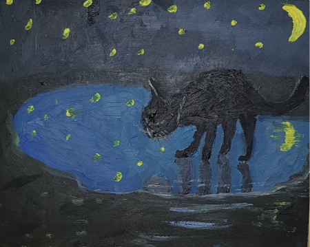 Рисование черного кота с детьми