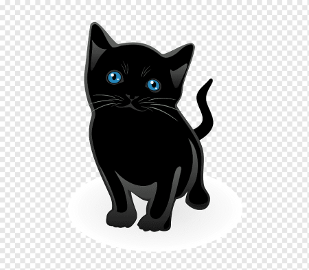 Черная кошечка на прозрачном фоне